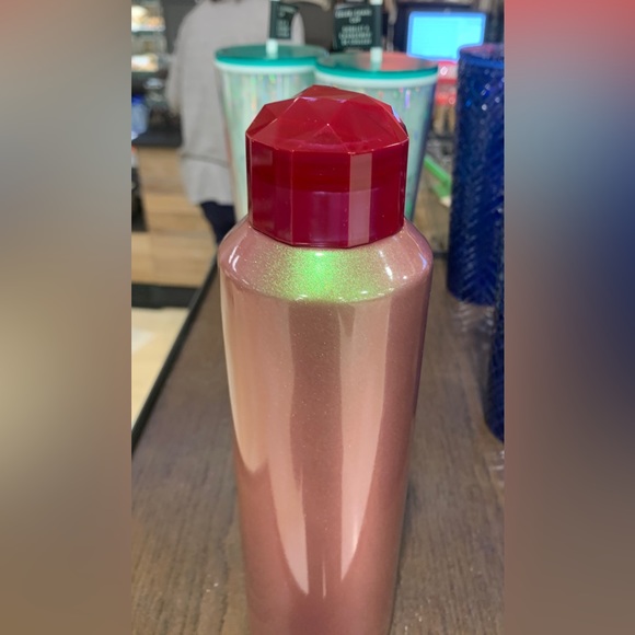 Starbucks Iridescent Glitter Water Bottle Cup Stainless Tumbler Jeweled Top 2022 - Picture 7 of 16